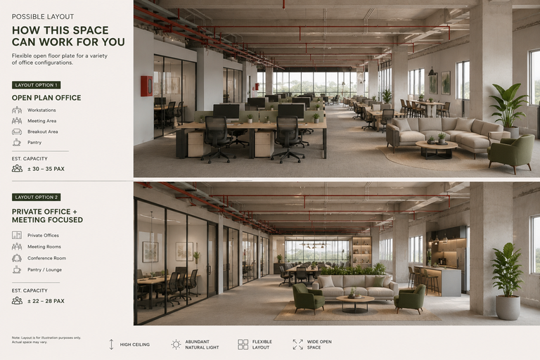 Ilustrasi Tata Letak Kantor Nabel Sakha Building